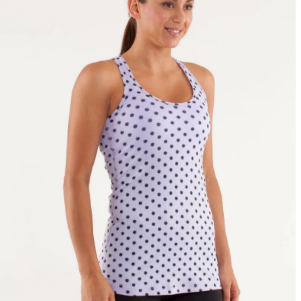 Lululemon Cool Racerback High Noon Dot Lilac Black